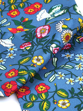 Twilly teal scarf in English printed silk FLORENCE